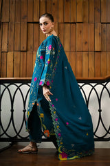 ZAIB-3PC DHANAK EMBROIDERED SHIRT WITH DHANAK EMBROIDERED SHAWL AND TROUSER-GM-4370