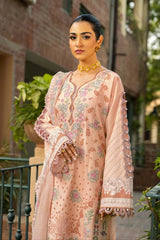 MAHNUR-3PC LAWN EMBROIDERED SHIRT WITH KHAADI NET EMBROIDERED DUPATTA AND TROUSER -GM-4668