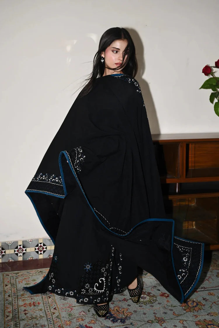 ZAIB-3PC DHANAK EMBROIDERED SHIRT WITH DHANAK EMBROIDERED SHAWL AND TROUSER-GM-4386