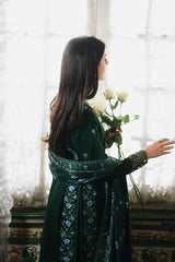ZAIB-3PC KARANDI EMBROIDERED SHIRT WITH CORTRAI WOOL PRINT SHAWL AND TROUSER-GM-4397