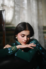 ZAIB-3PC KARANDI EMBROIDERED SHIRT WITH CORTRAI WOOL PRINT SHAWL AND TROUSER-GM-4397