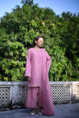 ZAIB-3PC DHANAK EMBROIDERED SHIRT WITH DHANAK EMBROIDERED SHAWL AND TROUSER-GM-4399