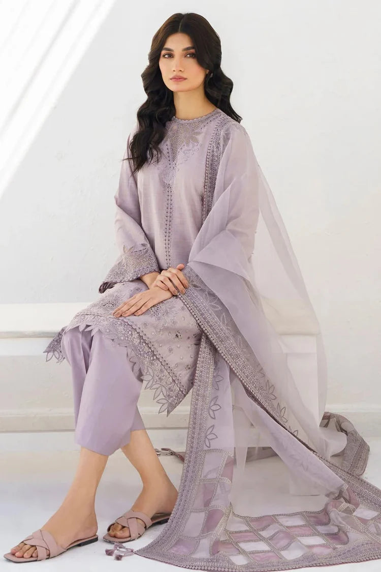 JAZMIN- 3PC LAWN HEAVY EMBROIDERED SHIRT WITH ORGANZA EMBROIDERED READY TO WEAR DUPATTA-GM-3643