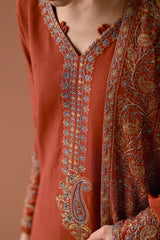 BATIK-3PC DHANAK EMBROIDERED SHIRT WITH DHANAK EMBROIDERED SHAWL AND TROUSER-GM-4313