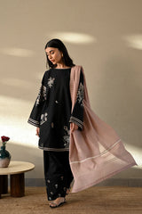 ZAIB-3PC DHANAK EMBROIDERED SHIRT WITH MUNARK EMBROIDERED DUPATTA AND TROUSER-GM-4406