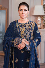 ASIM JOFA-3PC VELVET EMBROIDERED SHIRT WITH CHIFFON EMBROIDERED DUPATTA & TROUSER-GM-4311