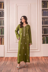 SAPPHIRE-3PC DHANAK EMBROIDERED SHIRT WITH CHIFFON DUPATTA AND TROUSER-GM-4084