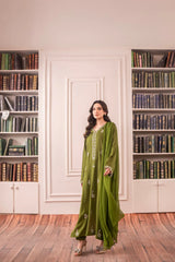 SAPPHIRE-3PC DHANAK EMBROIDERED SHIRT WITH CHIFFON DUPATTA AND TROUSER-GM-4084