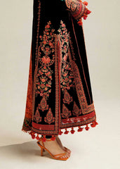 HUSSAIN REHAR-3PC DHANAK EMBROIDERED SHIRT WITH COURTRAI PRINTED SHAWL AND TROUSER-GM-4343 BLACK