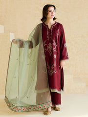 ZARA SHAHJAHAN - 3PC LAWN EMBROIDERED SHIRT WITH ORGANZA EMBROIDERED DUPATTA AND TROUSER -GM-3827
