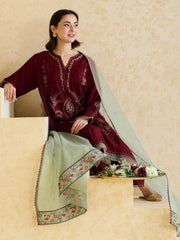 ZARA SHAHJAHAN - 3PC LAWN EMBROIDERED SHIRT WITH ORGANZA EMBROIDERED DUPATTA AND TROUSER -GM-3827