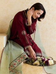 ZARA SHAHJAHAN - 3PC LAWN EMBROIDERED SHIRT WITH ORGANZA EMBROIDERED DUPATTA AND TROUSER -GM-3827