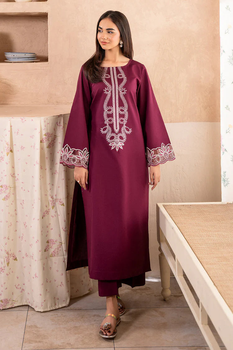 IZEL-2PC DHANAK EMBROIDERED SHIRT WITH DHANAK TROUSER-GM-104