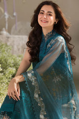 SOBIA NAZIR-3PC DHANAK CHIKAN EMBROIDERED SHIRT WITH COURTRAI PRINTED SHAWL AND TROUSER GM-4096