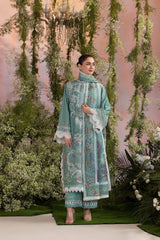 SOBIA NAZIR-3PC LAWN CHIKAN EMBROIDERED SHIRT WITH CHIFFON PRINTED DUPATTA AND EMB TROUSER -GM-4708