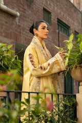 MAHNUR-3PC LAWN EMBROIDERED SHIRT WITH KHAADI NET EMBROIDERED DUPATTA AND TROUSER -GM-4657