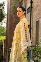 MAHNUR-3PC LAWN EMBROIDERED SHIRT WITH KHAADI NET EMBROIDERED DUPATTA AND TROUSER -GM-4657