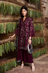 SAPPHIRE-3PC LAWN LASER WORK EMBROIDERED SHIRT WITH KHADDI NET EMBROIDERED DUPATTA AND TROUSER-G M-4666