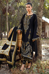 MARIA.B-3PC KHADDAR EMBROIDERED SHIRT WITH COURTRAI PRINTED SHAWL & TROUSER -GM-4157