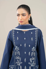 MARIA B-3PC DHANAK EMBROIDERED SHIRT WITH COUTRAI WOOL PRINTED SHAWL AND TROUSER-GM-4176