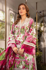 MARIA.B-3PC LAWN PRINTED EMB SHIRT WITH CHIFFON PRINT DUPATTA AND PRINT TROUSER-GM-2529