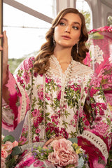 MARIA.B-3PC LAWN PRINTED EMB SHIRT WITH CHIFFON PRINT DUPATTA AND PRINT TROUSER-GM-2529