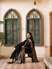 IZEL-3PC DHANAK EMBROIDERED SHIRT WITH COURTRAI PRINTED SHAWL & TROUSER-GM-4389