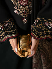 IZEL-3PC DHANAK EMBROIDERED SHIRT WITH COURTRAI PRINTED SHAWL & TROUSER-GM-4389