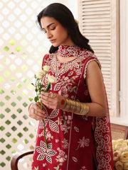 MAHNUR-3PC LAWN EMBROIDERED SHIRT WITH MONARK EMBROIDERED DUAPATTA AND TROUSER-GM-3717