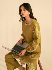 BATIK-2PC DHANAK EMBROIDRED SHIRT WITH DHANAK EMBROIDRED SLEEVES-GM-122