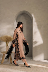 ASIM JOFA-3PC DHANAK EMBROIDERED SHIRT WITH TYE&DYED CHIFFON DUPATTA AND TROUSER-GM-4287