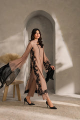 ASIM JOFA-3PC DHANAK EMBROIDERED SHIRT WITH TYE&DYED CHIFFON DUPATTA AND TROUSER-GM-4287