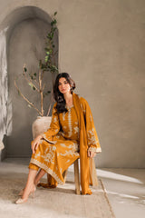MIRANA-3PC DHANAK EMBROIDERED SHIRT WITH BAMBER CHIFFON DUPATTA AND TROUSER-GM-4288
