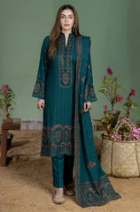 MOHAGNI-3PC DHANANK EMBROIDERED SHIRT WITH DHANAK EMBROIDERED SHAWL AND TROUSER-GM-4256