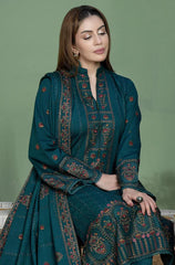 MOHAGNI-3PC DHANANK EMBROIDERED SHIRT WITH DHANAK EMBROIDERED SHAWL AND TROUSER-GM-4256