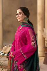 JADE-3PC LAWN CHIKANKARI EMBROIDERED SHIRT WITH CHIFFON PRINTED DUPATTA AND TROUSER -GM-4507