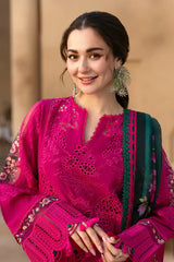 JADE-3PC LAWN CHIKANKARI EMBROIDERED SHIRT WITH CHIFFON PRINTED DUPATTA AND TROUSER -GM-4507