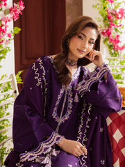 MAHNUR-3PC DHANAK EMBROIDERED SHIRT WITH DHANAK EMBROIDERED SHAWL & TROUSER-GM-4328