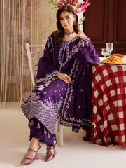 MAHNUR-3PC DHANAK EMBROIDERED SHIRT WITH DHANAK EMBROIDERED SHAWL & TROUSER-GM-4328