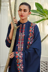 CROSS STITCH-3PC DHANAK EMBROIDERED SHIRT WITH DHANAK EMBROIDERED SHAWL AND TROUSER-GM-4275
