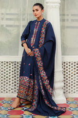 CROSS STITCH-3PC DHANAK EMBROIDERED SHIRT WITH DHANAK EMBROIDERED SHAWL AND TROUSER-GM-4275