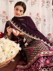 MAHNUR-3PC LAWN LASERWORK EMBROIDERED SHIRT WITH KHAADI NET EMBROIDERED DUPATTA AND TROUSER -GM-4691