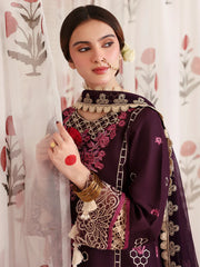 MAHNUR-3PC LAWN LASERWORK EMBROIDERED SHIRT WITH KHAADI NET EMBROIDERED DUPATTA AND TROUSER -GM-4691