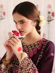 MAHNUR-3PC LAWN LASERWORK EMBROIDERED SHIRT WITH KHAADI NET EMBROIDERED DUPATTA AND TROUSER -GM-4691