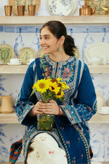 ZARASHAHJAHAN- 3PC DHANAK EMBROIDERED SHIRT WITH COUTRAI WOOL PRINT SHAWL & EMB TROUSER -GM-4072