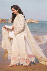 QALAMQAR-3PC LAWN CHIKANKARI EMBROIDERED SHIRT WITH KHADDI NET EMB DUPATTA AND TROUSER-GM-4663
