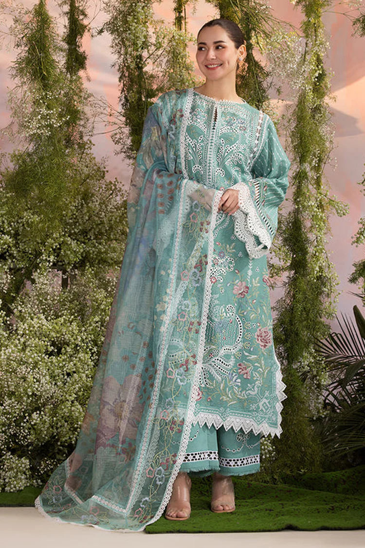 SOBIA NAZIR-3PC LAWN CHIKAN EMBROIDERED SHIRT WITH CHIFFON PRINTED DUPATTA AND EMB TROUSER -GM-4708