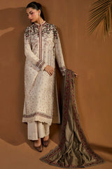 SOBIA NAZIR-3PC DHANAK EMBROIDERED SHIRT WITH DHANAK EMBROIDERED SHAWL AND TROUSER-GM-4424