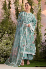 SOBIA NAZIR-3PC LAWN CHIKAN EMBROIDERED SHIRT WITH CHIFFON PRINTED DUPATTA AND EMB TROUSER -GM-4708