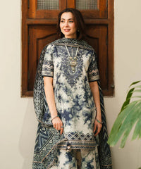 SAPPHIRE-3PC KHADDAR PRINTED EMB SHIRT WITH KHADDAR PRINT DUPATTA AND PRINT TROUSER-GM-2527